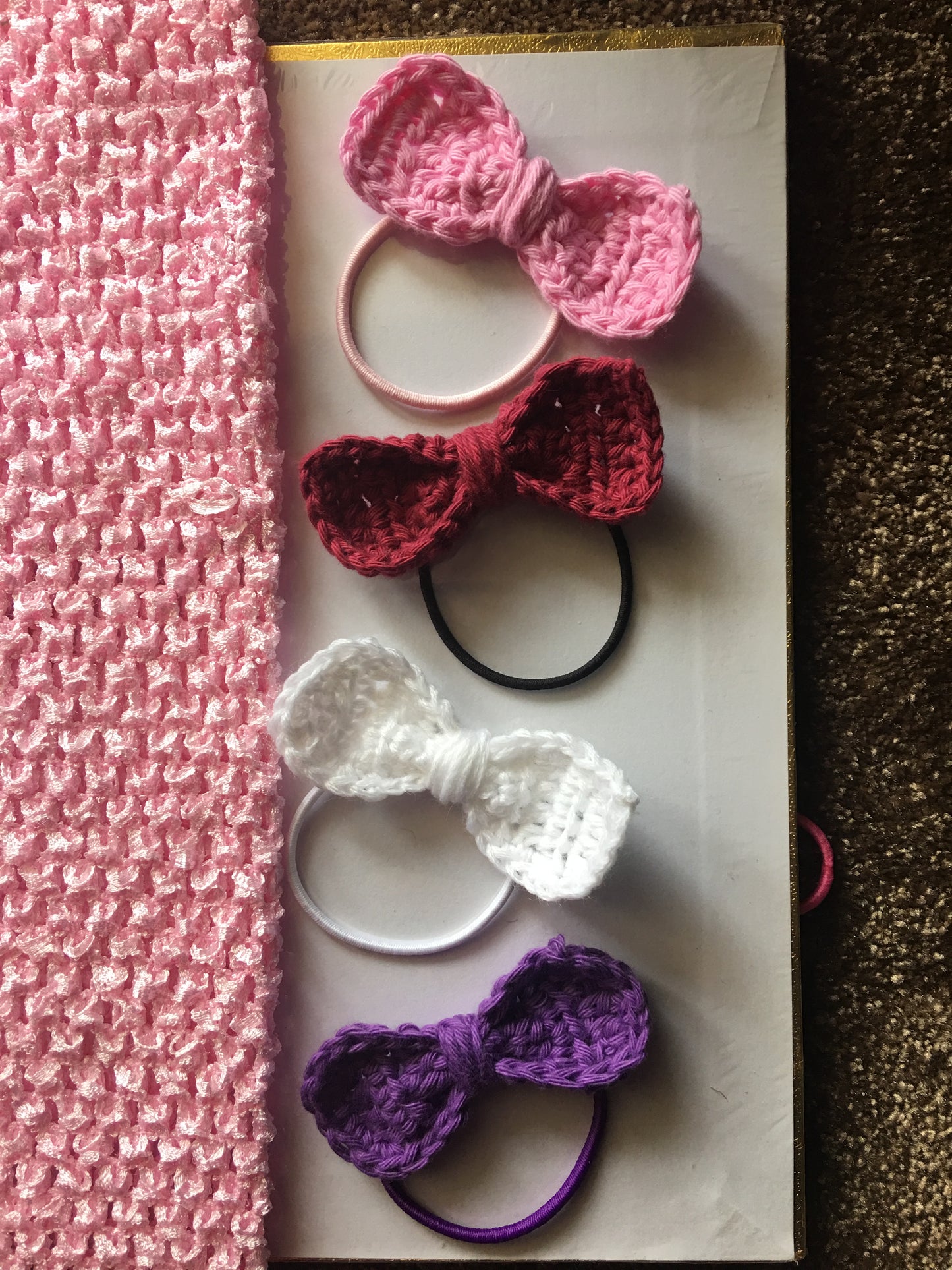 Crochet bow hair ties